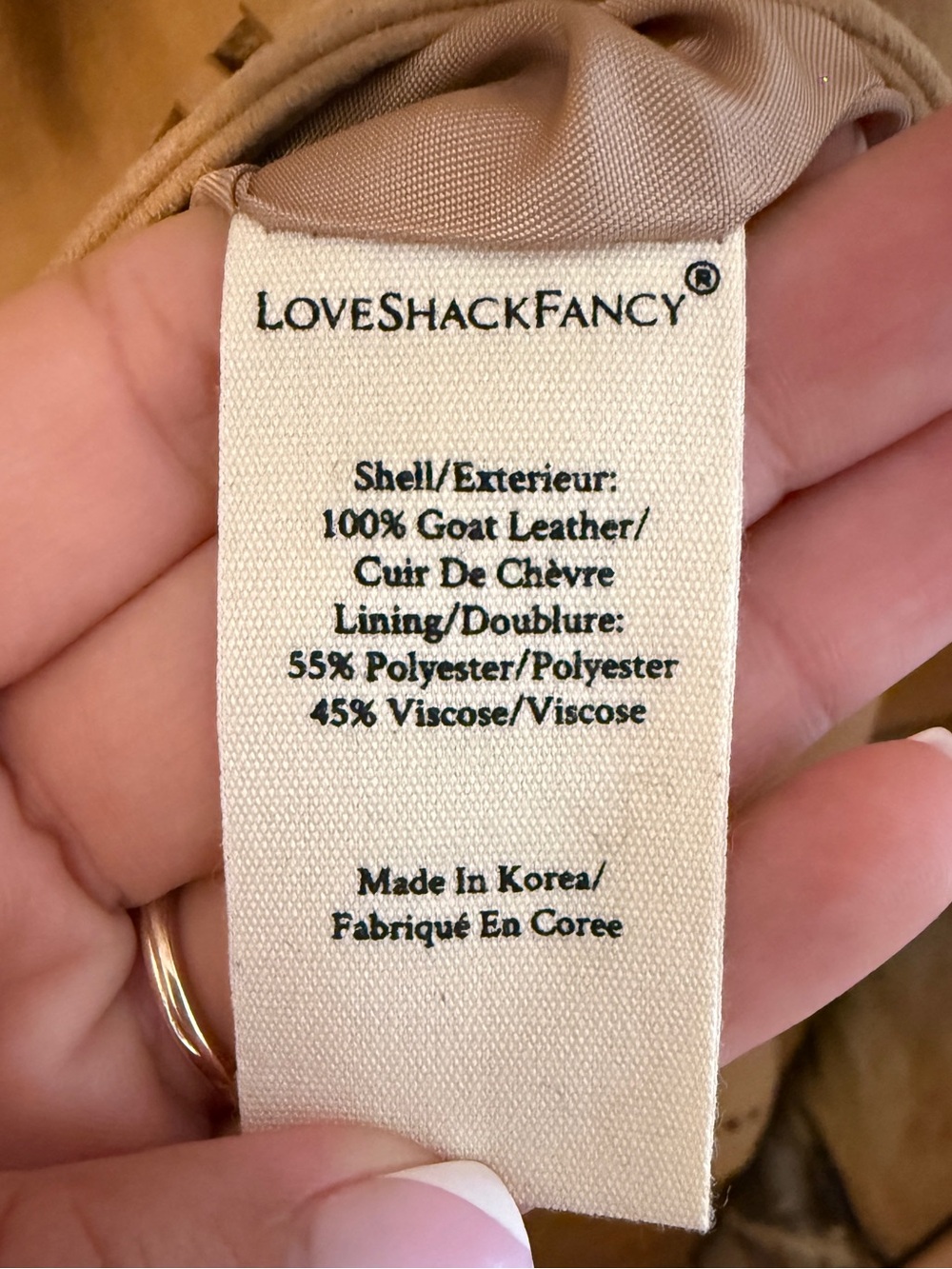 LoveShackFancy Tan Suede Cropped Jacket with Cutout Trim - Picture 4 of 4